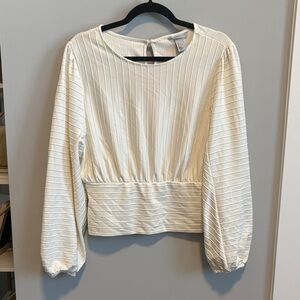 H&M Cream Ribbed Blouse